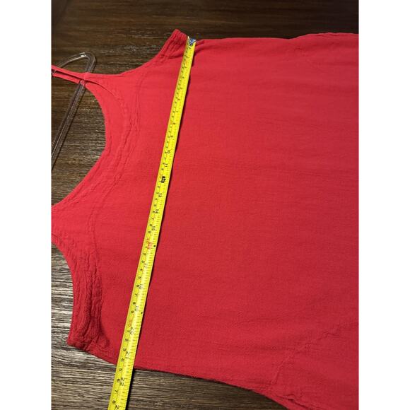 Oh My Gauze Dress Womens Large Red Maxi Sleeveless Pockets Cotton Summer Boho - Picture 11 of 14